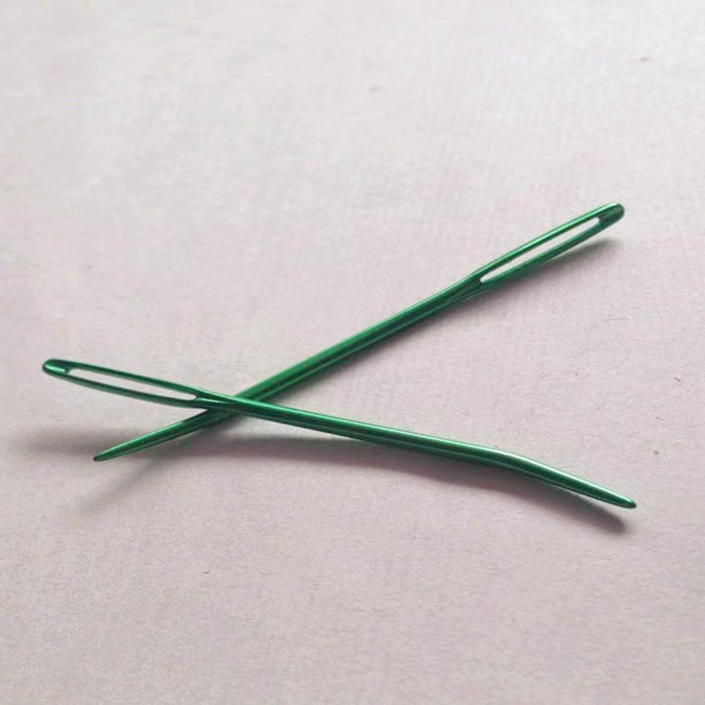 2 Pieces Aluminum Darning , Sewing with Large Eye And Curved Tip, Knitting 2x Big