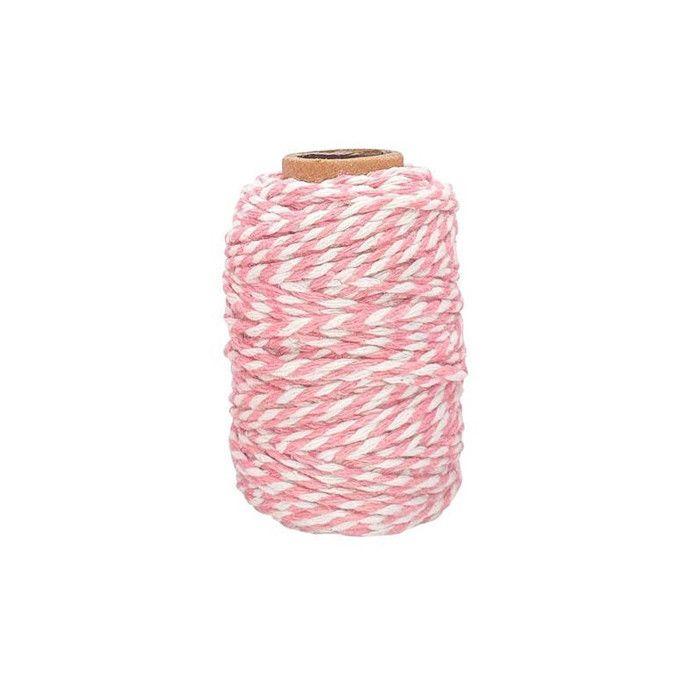 Ficelle - Coton - Rose/Blanc - 25m - Loisirs créatifs - Bijoux - CTOP