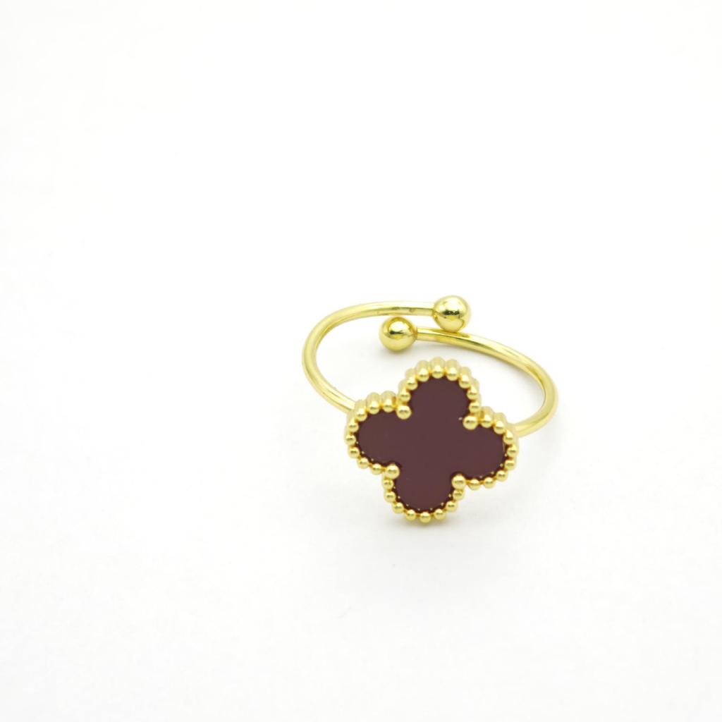 Vierblättriger Kleeblatt Goldplattierter Verstellbarer Ring für Damen - Elegantes Blumen-Design, Modischer und Schicker Schmuck für den Arbeitsweg