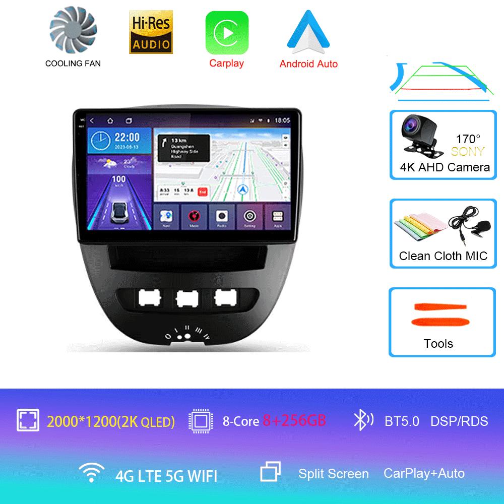 Android 14 Carplay Auto Multimedia Player Car Radio For Peugeot 107 Citroen C1 Toyota Aygo 2005 -2014 DSP Stereo 2din Head Unit