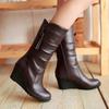 Women's Boots Mid Calf Korean Style Simplicity Casual Boot Wedges Heel  Autumn and Winter Side Zipper Knight Boots Women Shoes