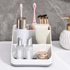 Badezimmer Aufbewahrungsbox mit 6 Fächern Großes Fassungsvermögen Rutschfestes Design Zahnbürsten Zahnpasta Halter Arbeitsplatte Waschtisch Organizer