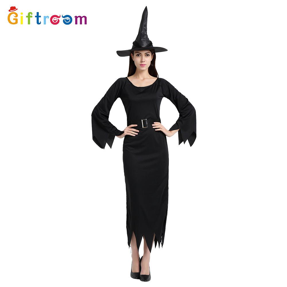 

Стильный черный костюм ведьмы с короткими рукавами для женщин, идеально подходящий для празднования Хэллоуина