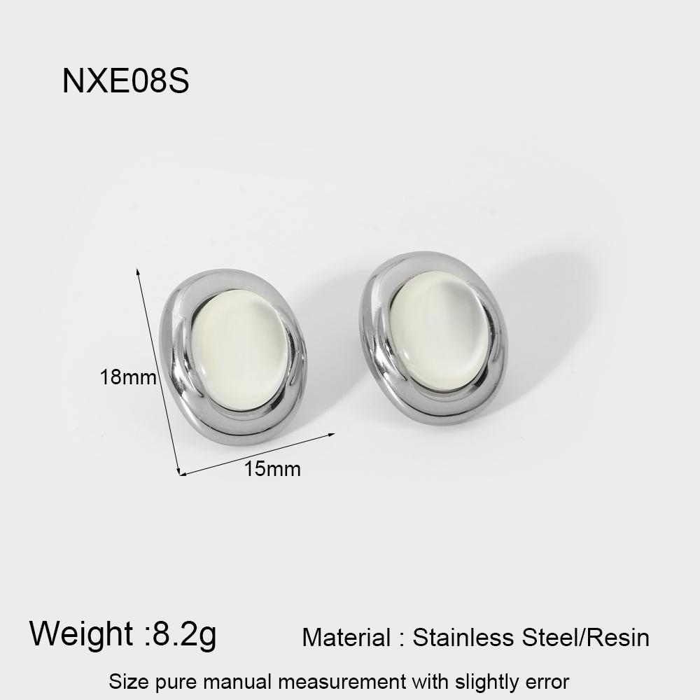 

Трендовые серьги-пусеты из нержавеющей стали и смолы с белым кошачьим глазом, геометрической формы, с покрытием из 18-каратного золота, водонепроницаемые, женский подарок