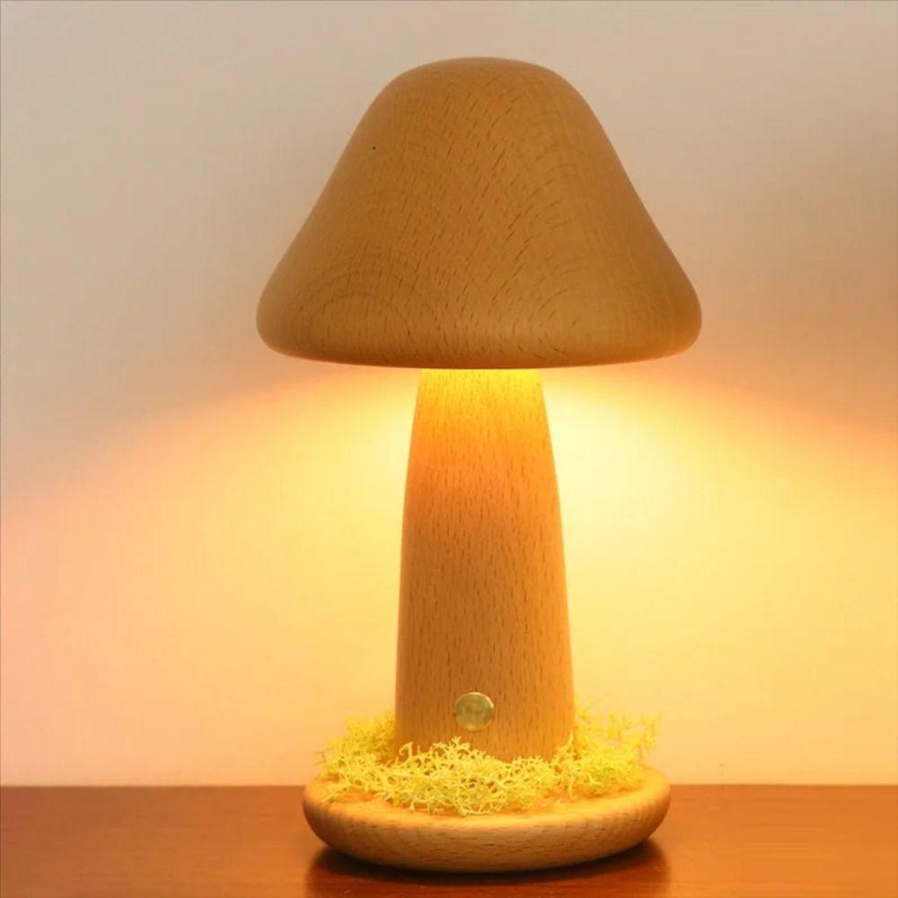 Beech Wood Twisted Mushroom Nightlight Touch Switch Decorative Atmosphere Light  Bedroom