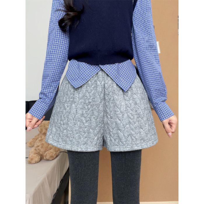 Women s High Waist Retro A-line Dark Grey Knit Shorts - Spring 2026 Collection, Petite Bootcut Base Layer S