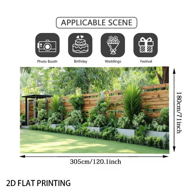 2D Wooden Fence Greenery Background Cloth for Photo Booth & Party Decor