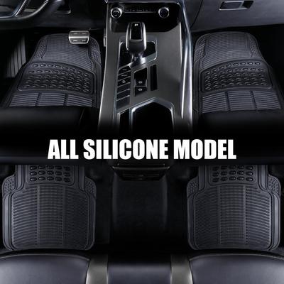 Four-Piece Universal PVC Car Floor Mats - Anti-Slip, Waterproof, Heat-Resistant Interior Protection.
