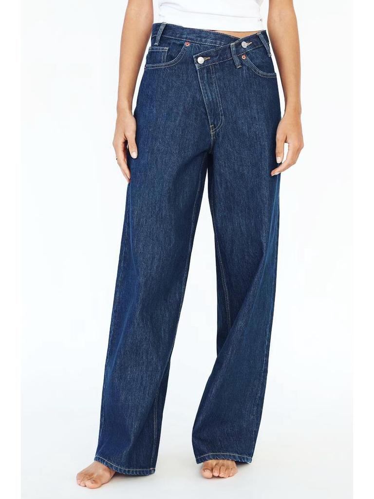 European & American Women's High-Waisted Personality Straight-Leg Jeans
