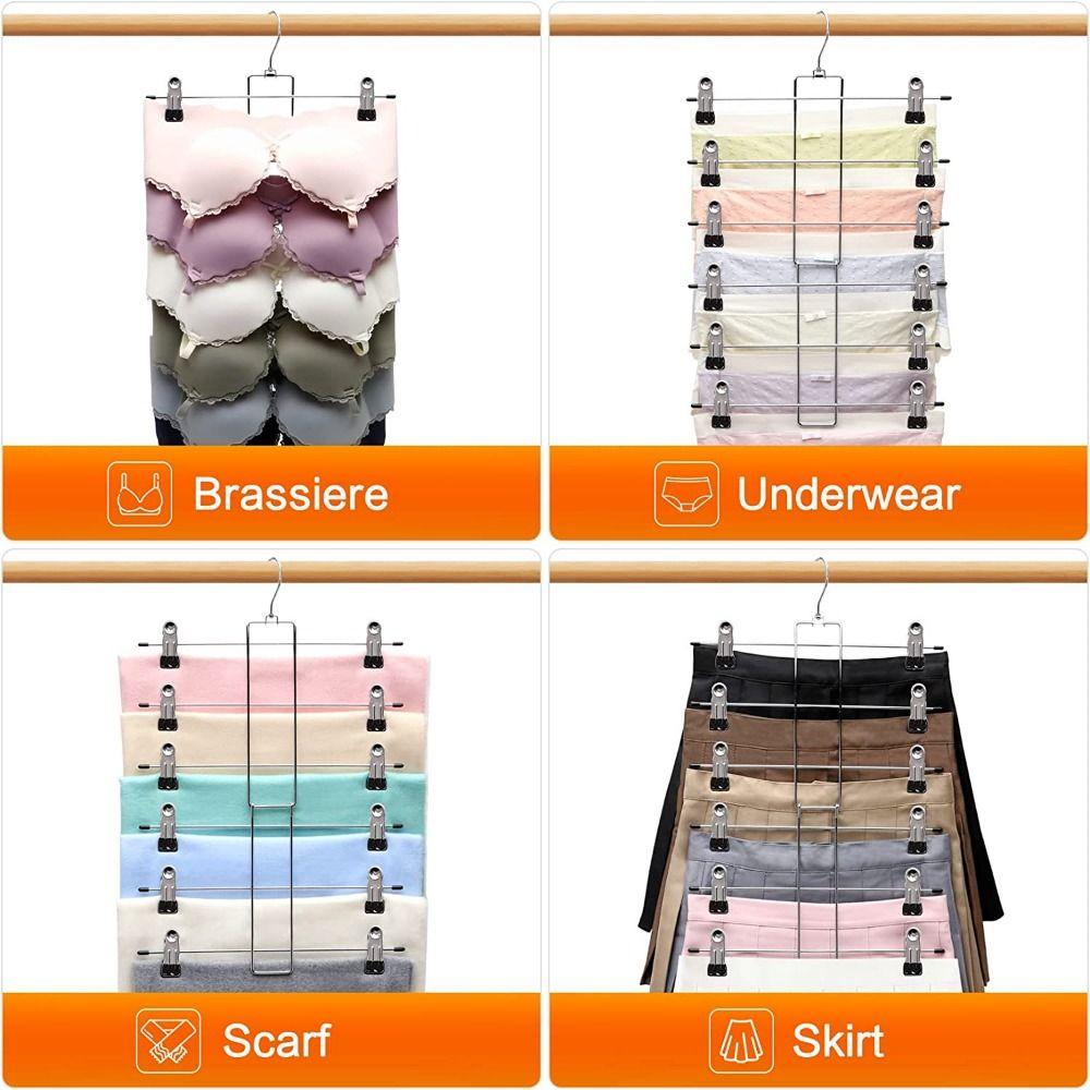 6 Tier 6 Layer Clothes Hangers with Non-Slip Clips Scarf Hangers with Clips  Home