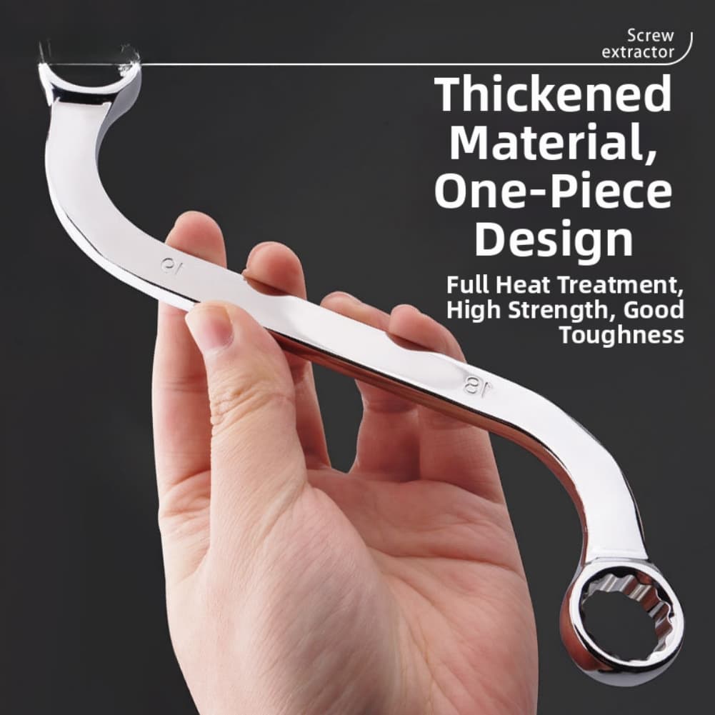 Chrome Vanadium Steel Tools Fluted End Design S-type Box Wrench 12-angle Contact Points Easy Access Tight Spaces