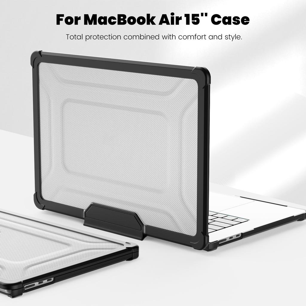 For Macbook Air 15 inch (2025)/(2024) A3114 M3/(2023) M2 A2941 PC+TPU Laptop Case Heat Dissipation Kickstand Non-Slip Notebook Cover