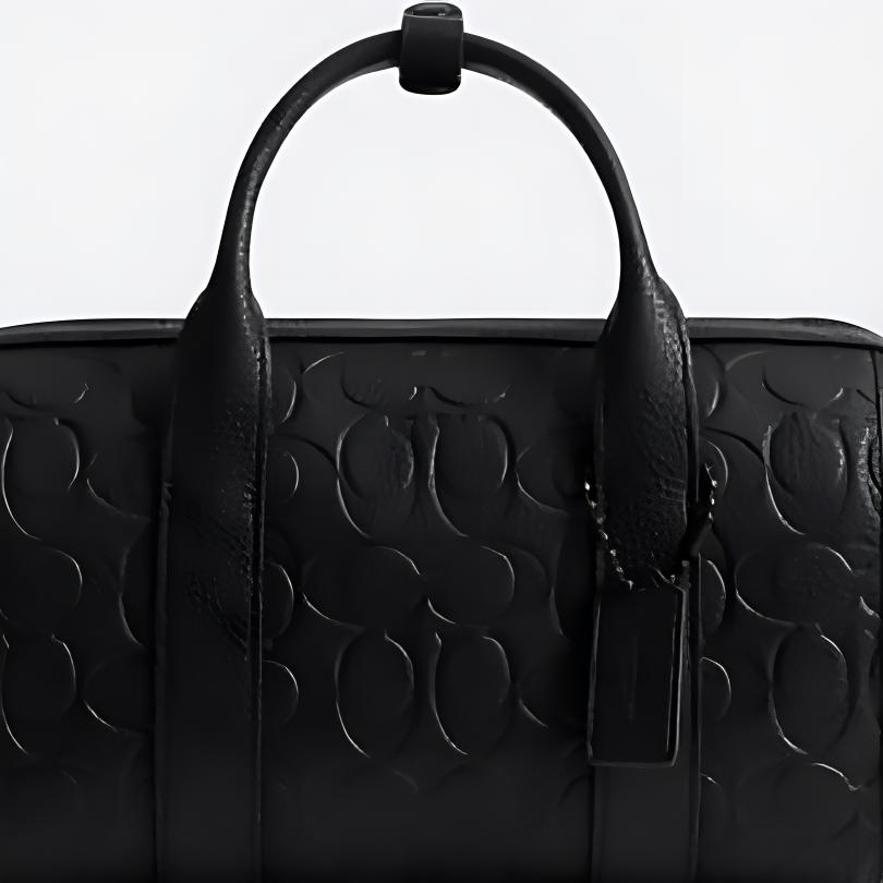 Coach Gotham 24 Removable Shoulder Strap Zipper Closure Leather Shoulder Tote Bag Medium Unisex Handbags Black CZ497-BLK