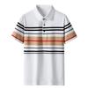 2026 Summer New Men's Striped Short-Sleeve T-Shirt Turn-Down Collar Men's Polo Shirt