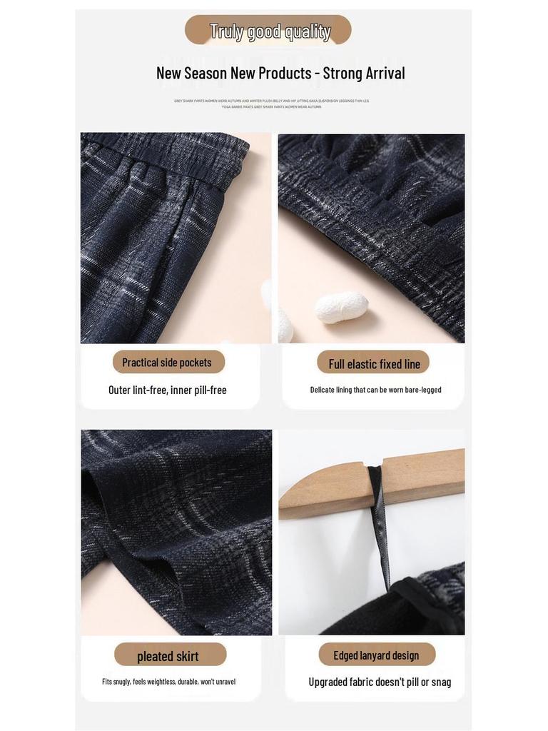 New Autumn/Winter Plus-Size Plaid Wool A-Line Midi Skirt for Women with Slimming Wide Hem