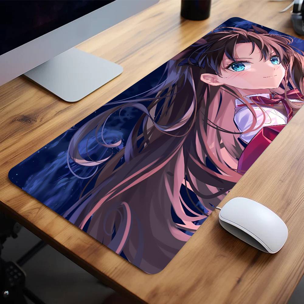 Anime Girl Tohsaka Rin Mouse Pad Large Gaming Keyboard Mat LockEdge Rubber Computer Office Accessories