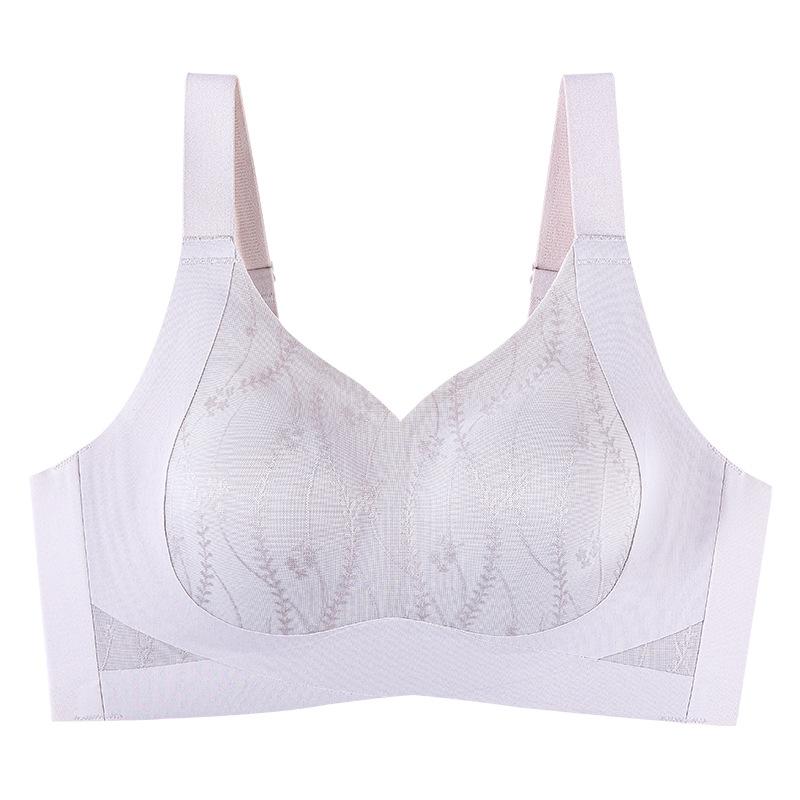 Large size rabbit ears ultra-thin and small, high elastic and breathable without steel ring underwear, jelly strip soft support pull-up bra bra