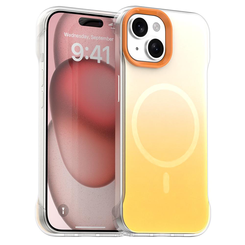 

For iPhone 15 Case Compatible with MagSafe Frameless TPU PC Phone Back Cover Yellow
