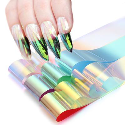 Hot Nail Decoration Tool DIY Nail Stickers Aurora Film Glass Paper Holographic Design