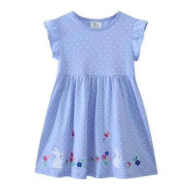 Kinderbekleidung Kleid Frühling Mädchen Kurzarm Baumwolle Gestrickt Mode Bestickt Lässig Prinzessinnenkleid