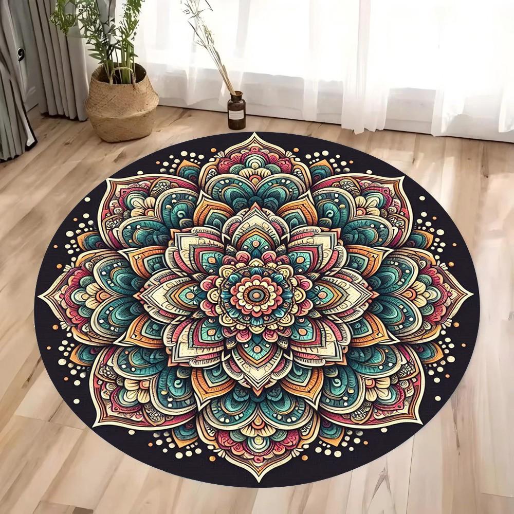 Boho Chic Moroccan Tile Round Carpet Mat Rug Euro American Geometric Mandala Colorful Home Decoration Living Room Yoga Room