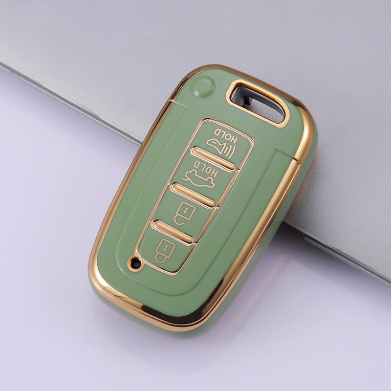 Kia & Beijing Hyundai Sonata 8 Gold-Edge 4-Button Key Case Cover