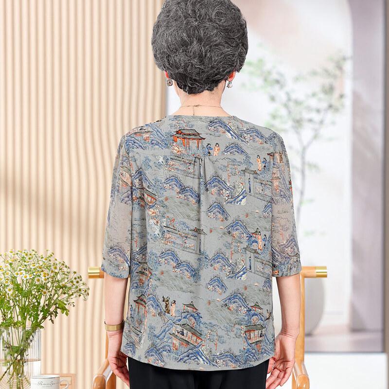 Women's Stylish Summer Blouse Set for Elderly