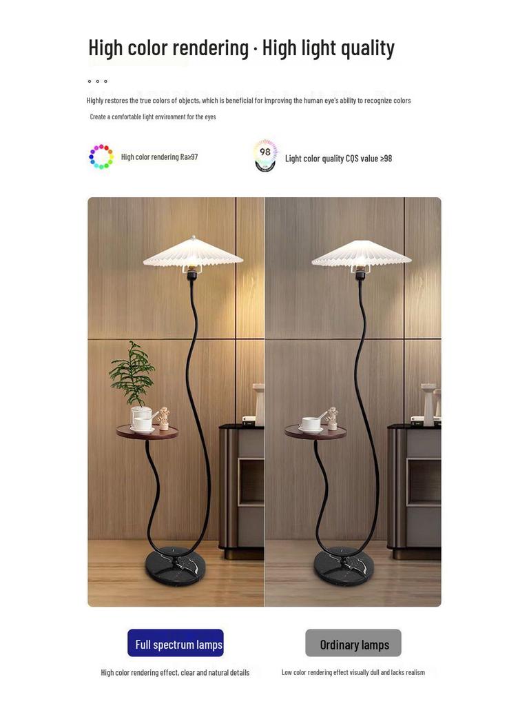 Multi-Function Floor Lamp with Wireless Charger & Coffee Table