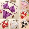 Sexy Sheer Bra And Panties Set Floral Lace Mesh Babydoll 2 Piece Underwear Set See Through Triangle Bra Strappy G-String Thong for Women