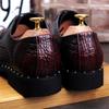 Fashion Men's Alligator Grain Leather Dress Shoes Man Casual Pointed Toe Oxfords Mens Lace-Up Business Office Oxford Shoe
