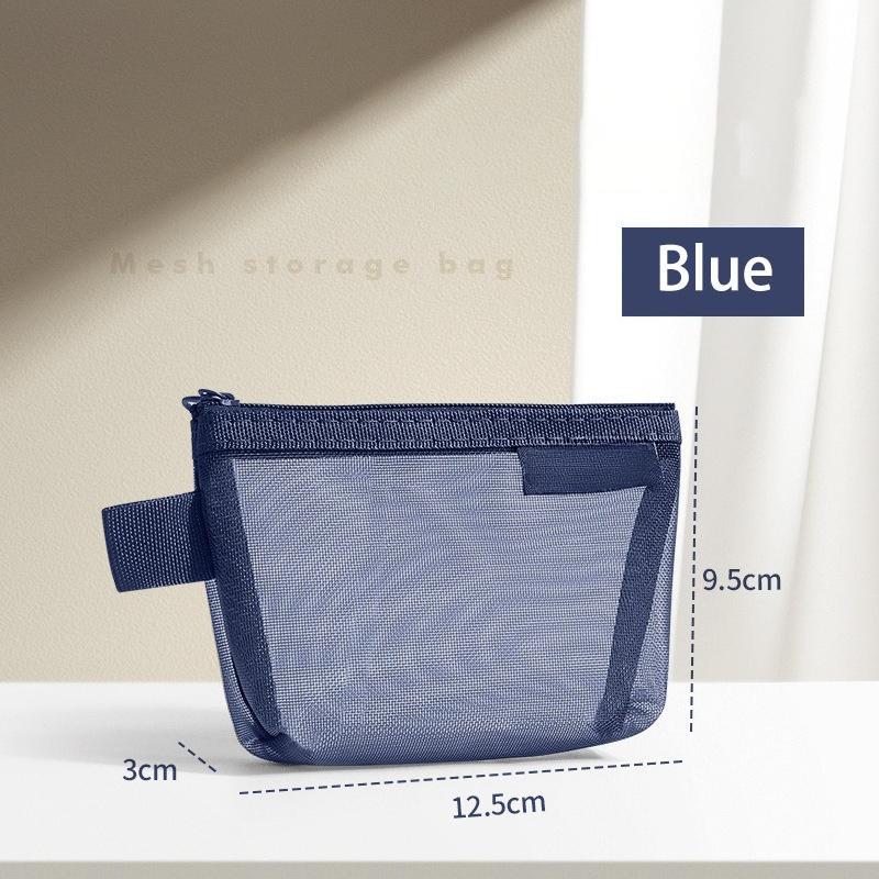 1PC Portable Mini Zipper Mesh Storage Bag New Coin Purse Small Square Mesh Coin Purse Travel Storage Carry Pouch with Zippered