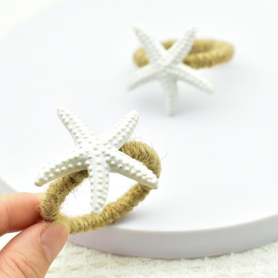 Starfish Napkin Rings White Sea Star Napkin Holders Coastal Style Napkin Rings for Beach Theme Party Dinner Party Wedding Table Decor