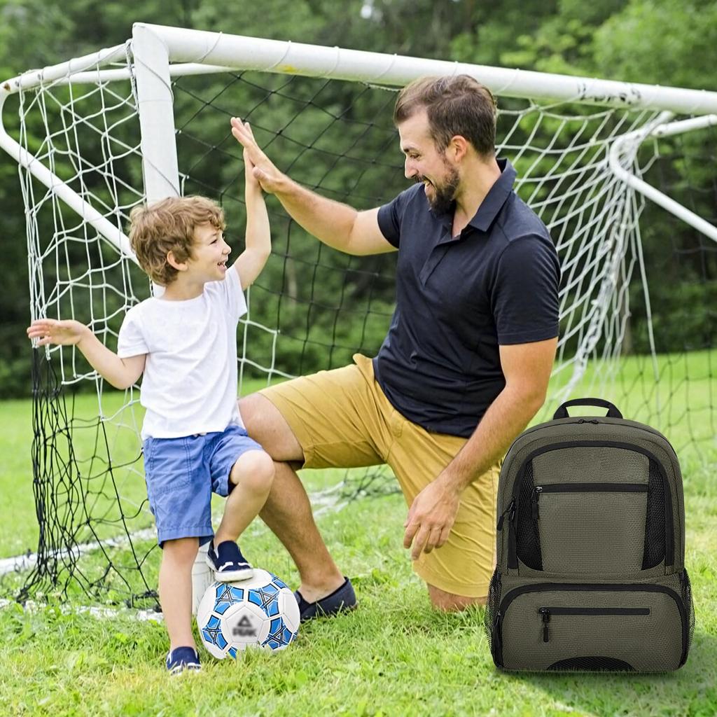 Rxakudedo Soccer Backpack for Basketball and Volleyball Durable Ball and Shoe Organizer with Separate Compartments for Sports Large Gray - Equipment,