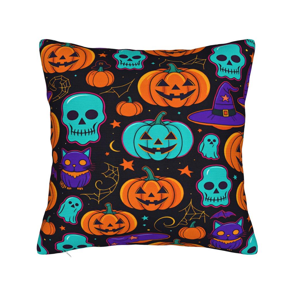 Pillow Case Halloween Pumpkin Striped Geometric Seamless Pattern Comfy Pillow Cover For Sofa Car Home Decor Funny Pillowcases