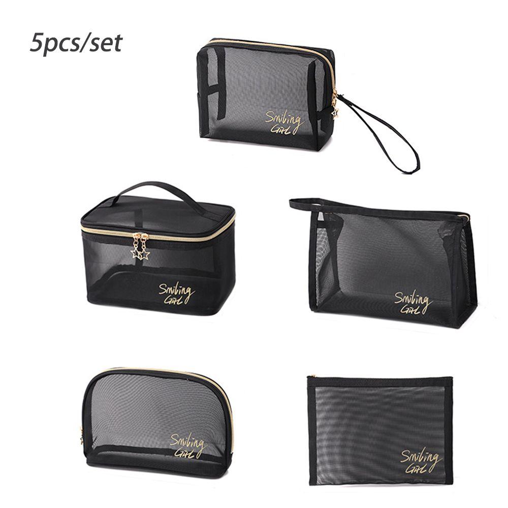 1/5Pcs Large Capacity Portable Travel Storage Case Toiletry Organizer Mesh Cosmetic Bag Makeup Pouch