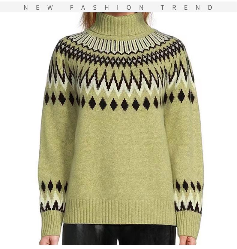 Women's Slim Fit Color Block Knitted Pullover Sweater for Fall and Winter