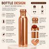 Set di Bottiglie d'Acqua in Rame Puro Nirmal Ganga - 1 Litro Ciascuna, Design Semplice Premium, Qualità Superiore in Rame Puro//Confezione da 3