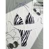 Zebra Halter Mini Thong Bikini Women Swimwear Female Swimsuit Two-pieces Bikini Set Padded Bather Bathing Suit Swim