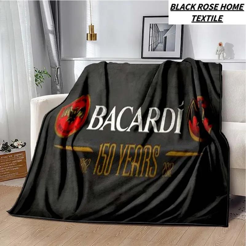 Fashionable Art Print Bacardi Rum Logo Blanket Family Bedroom Bed Sheet Outdoor Car Travel Camping Picnic Plush Sleeping Blanket