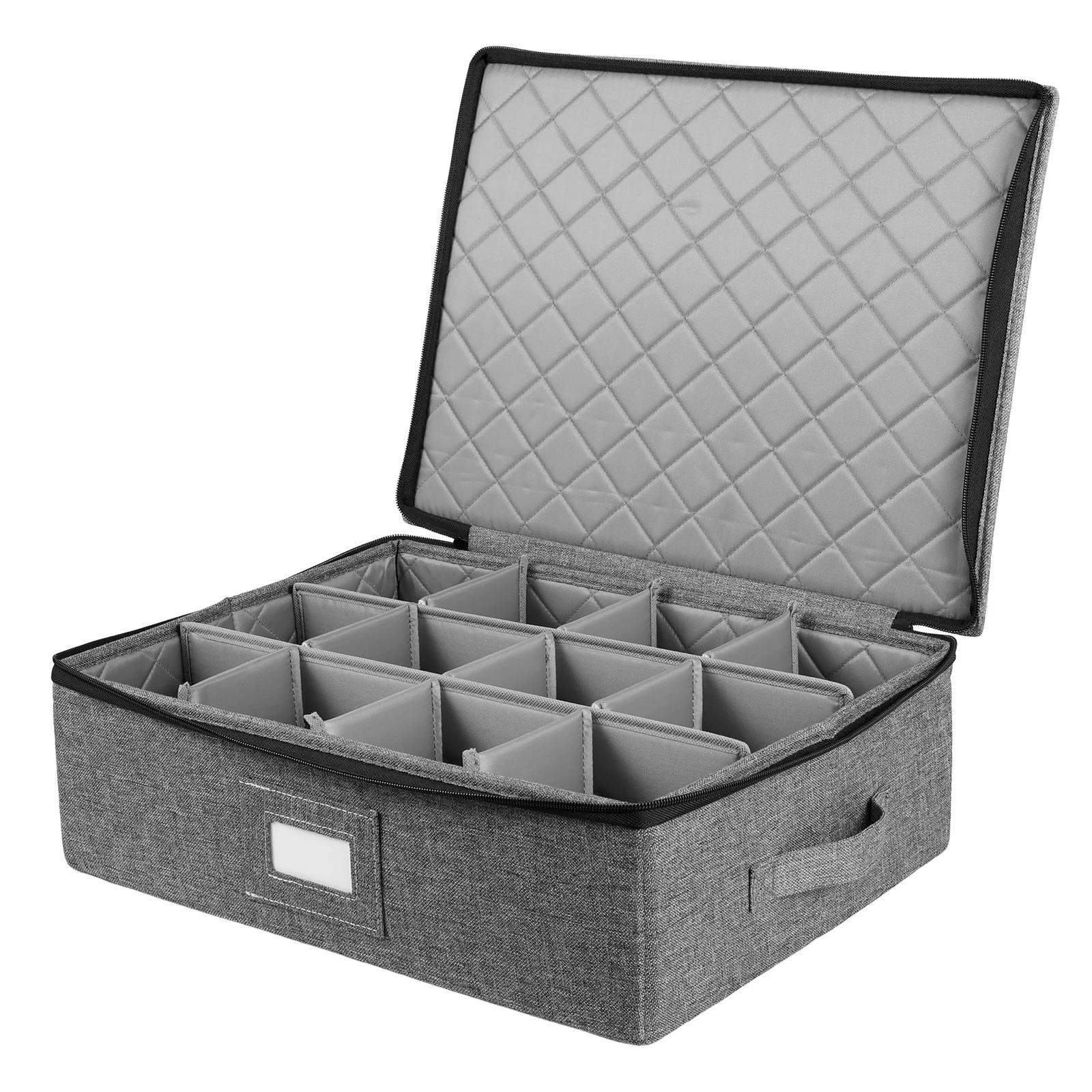 Oxford cloth Stackable Mug Storage Box with zipper for 12pcs Cups Organizer box for Kitchen Cabinets Space-Saving Cup Holder серый 7160₽