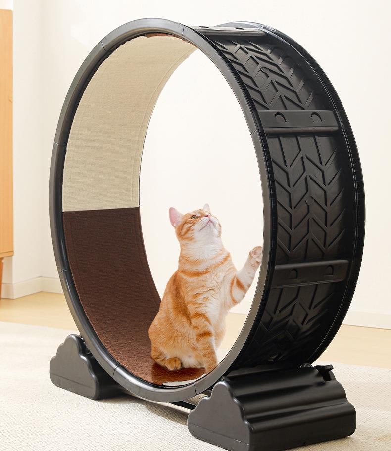 Large Cat Fitness Treadmill: Silent Rollers, Fiberboard Tree, Paw Grips, and Pet Toys