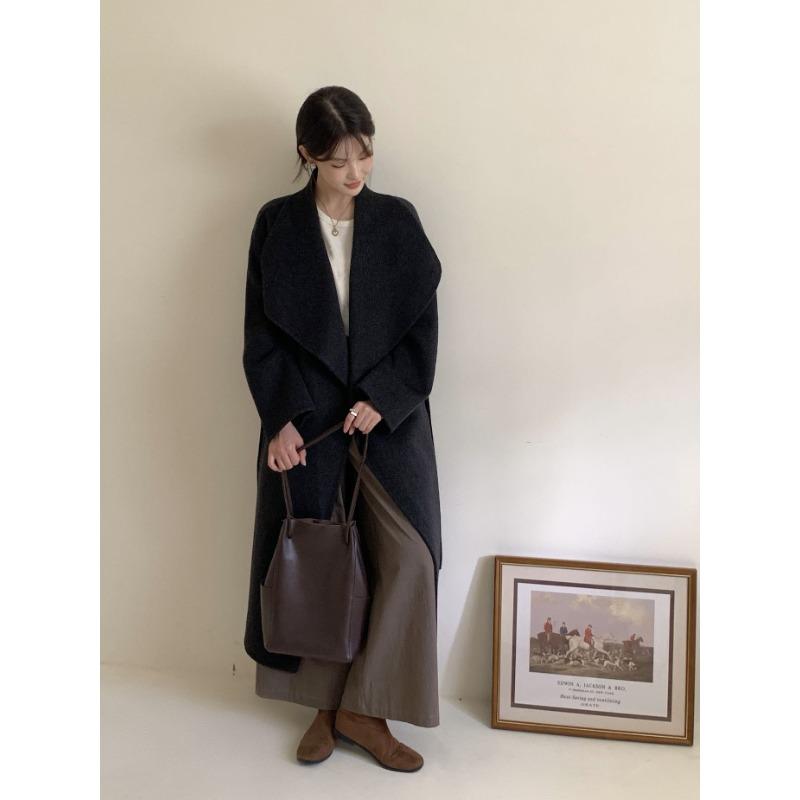 

Новое осенне-зимнее двухстороннее шерстяное пальто корейского стиля с большим отворотом шерстяное пальто M