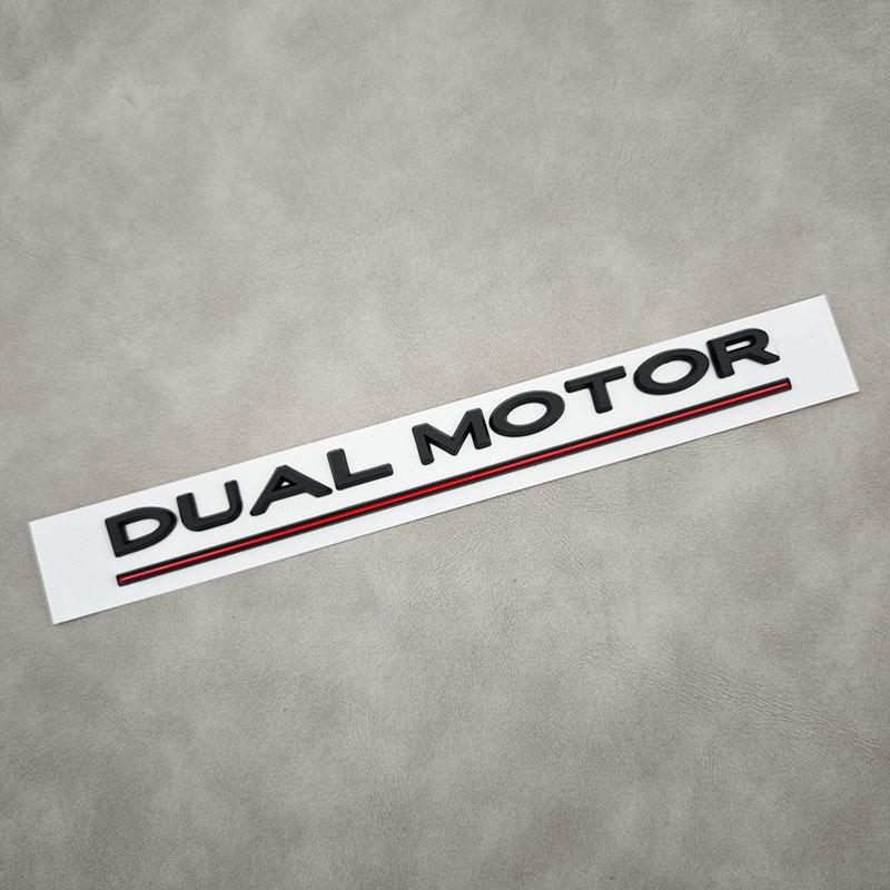 3D Letter Dual Motor Underlined Emblem Badge Car Rear Trunk Decal Sticker for Tesla Model 3 X Y S Decorative Auto Accessories