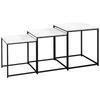 Nesting Side Tables, 3-Piece, Marble Effect, Steel Frame, White