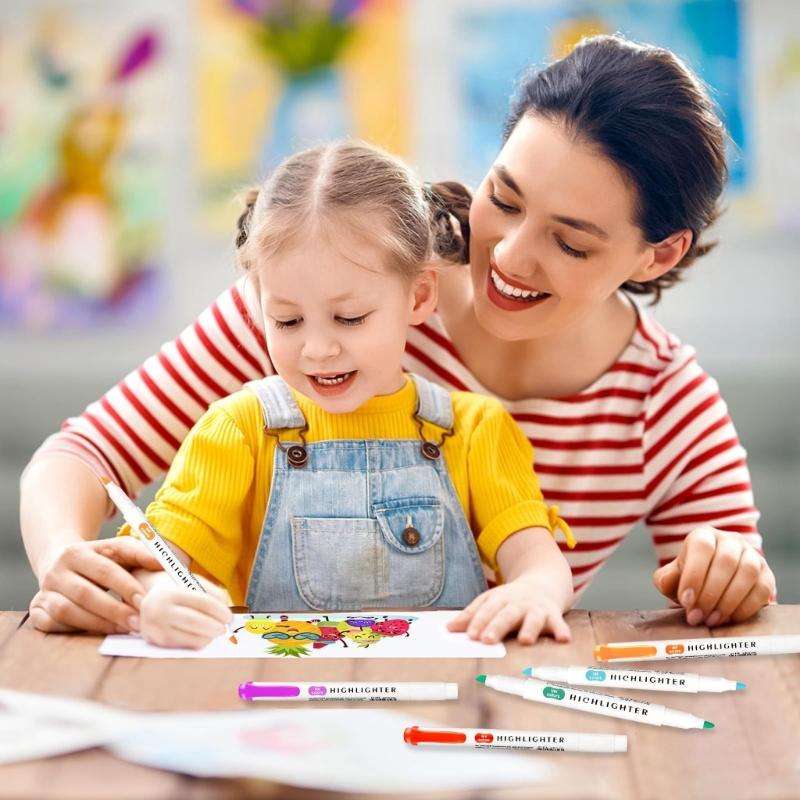 15/25Pcs Double End Highlighter Quick Drying Double Tip  Highlighter Pen for Scrapbooking Calendar Journal Card Making