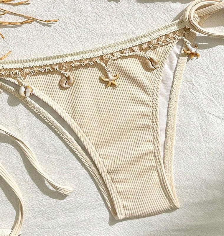 European & American 2025 Women's Solid Color Lace-Up Sexy Three-Piece Bikini Swimsuit