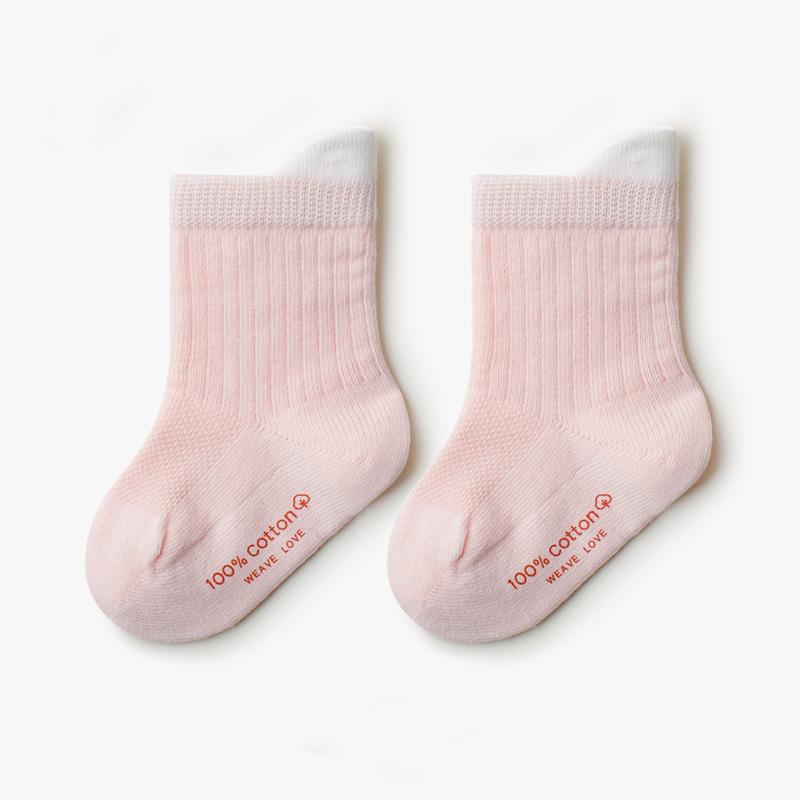 Spring Summer Thin Baby Socks Mesh Breathable Infant Boy Girl Middle Tube Socks Solid Color Cotton Kids Short Socks