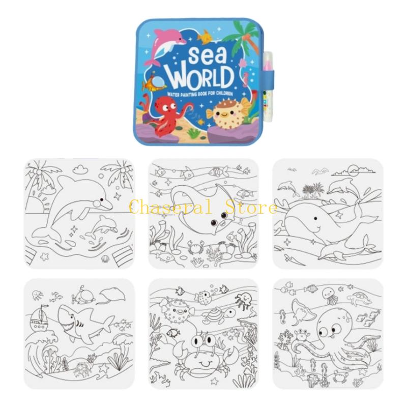 E7Ce Cartoon Water Coloring Book Reusable Kindergarten Kids Magical Painting Activity