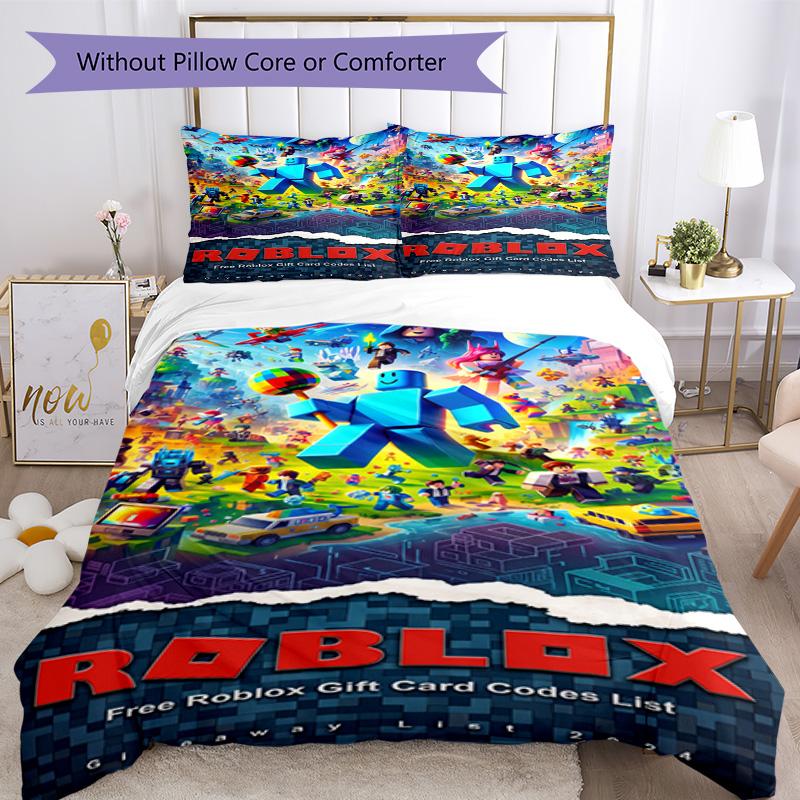 Roblox Bedding Set Breathable Duvet Cover with Pillowcases Decorative Bed Linen for Bedroom Home Decoration Birthday Gift