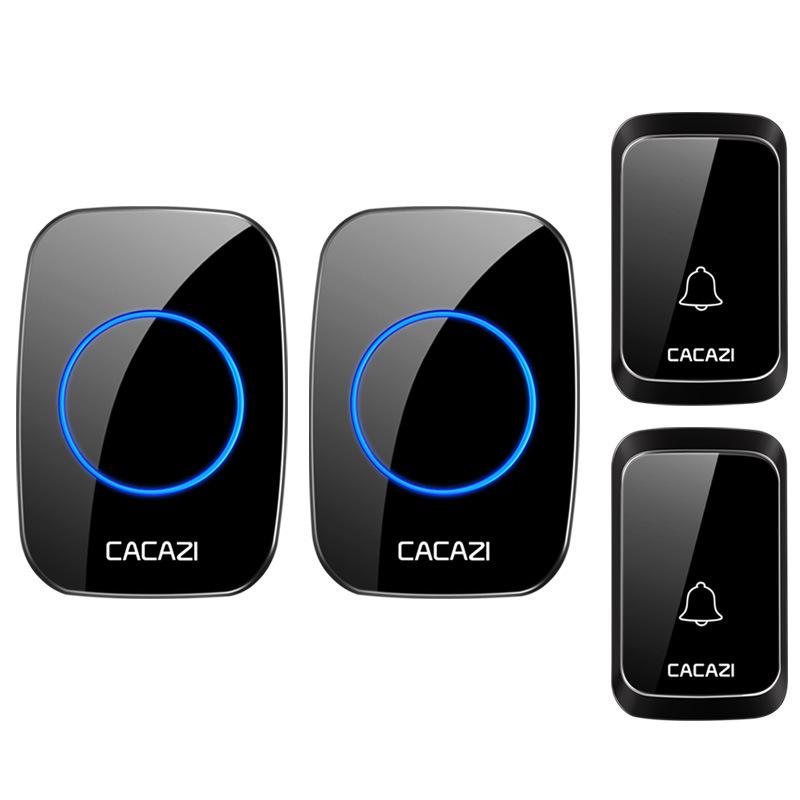 Dual Receiver & Transmitter Wireless Doorbell for Home - Waterproof, Flashing, Battery-Powered, No Plug-in Needed. чёрный
